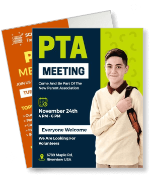 pta meeting flyer november 24th volunteer opportunity parent association template