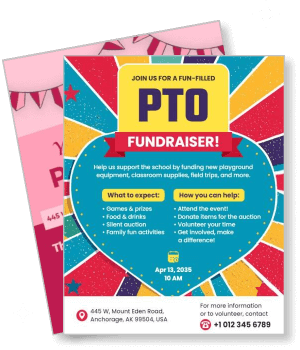 pto fundraiser event poster school benefit activities and details template