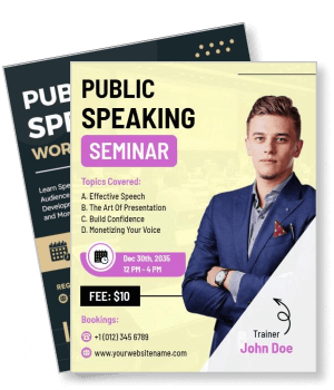public speaking seminar john doe event details trainer profile template