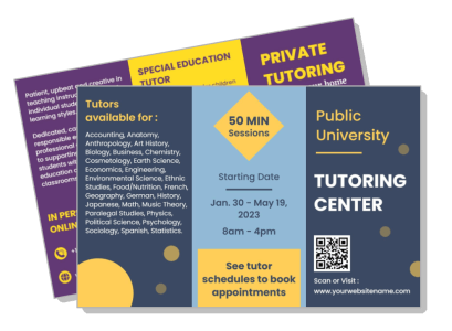 public university tutoring center services poster template