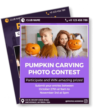 pumpkin carving photo contest template with event details