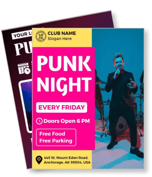 punk night friday event with live band music free food parking template