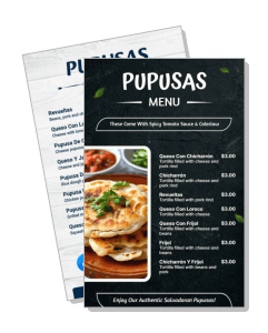 pupusas menu authentic salvadoran dishes tasty food options template