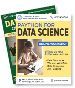 python data science online workshop with date and time details template
