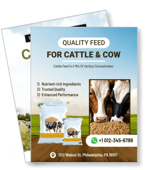 quality cattle cow feed promotion brochure nutrient rich trusted quality enhanced performance template