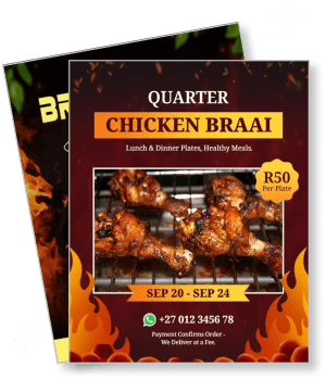 quarter chicken braai promotion with pricing and contact info template