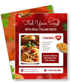 real italian pasta promotion with friday night menu template