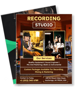 recording studio services audio engineering advertisement musicians using equipment template