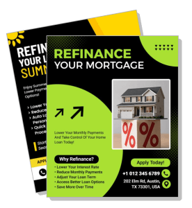 refinance your mortgage promotional flyer design with house and contact details template