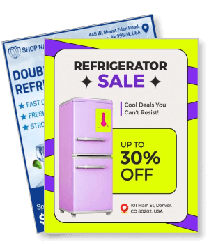 refrigerator sale up to 30 percent off promotion colorful design template