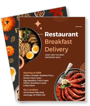 restaurant breakfast delivery fall theme menu promotion anchorage alaska template