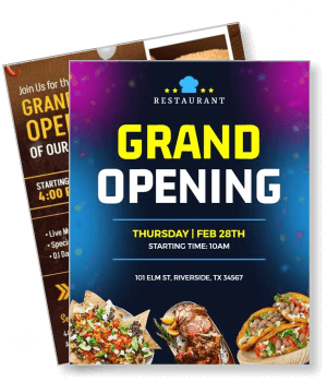 restaurant grand opening event flyer thursday february 28th template