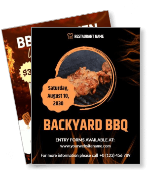 restaurant name backyard bbq event flyer august 2030 template