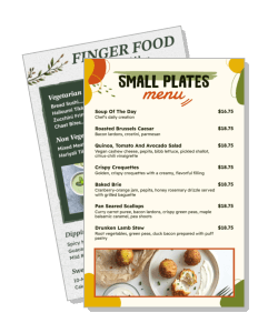 restaurant small plates menu design finger food selection template