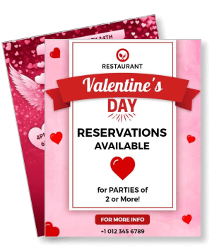 restaurant valentines day reservations available flyer for parties of two template