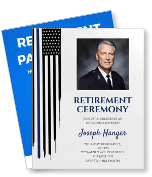 retirement ceremony invitation card military theme celebration template