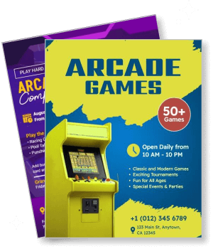 retro arcade games flyer attraction colorful design template