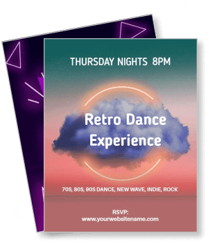 retro dance experience event poster thursday nights theme template