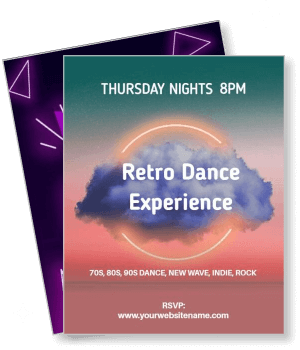 retro dance experience event thursday nights theme template