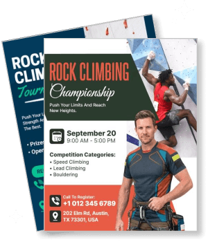rock climbing championship flyer september event promotional design template