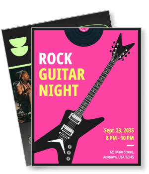 rock guitar night event details electric guitar pink background template