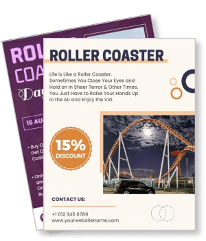 roller coaster event with discount and contact information template