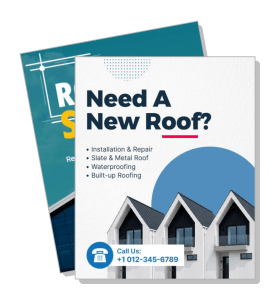 roof repair installation service advertisement with contact template