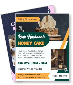 rosh hashanah honey cake baking class design template