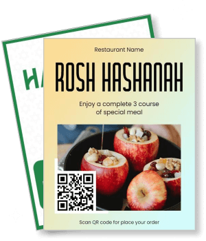 rosh hashanah special 3 course meal promotion restaurant template
