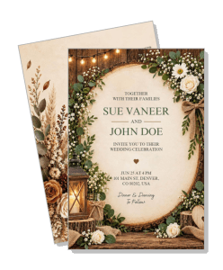 rustic fall floral wedding invitation with elegant decoration template