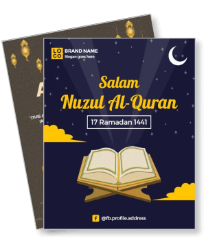 salam nuzul al quran 17 ramadan 1441 open book moon clouds decorative design template
