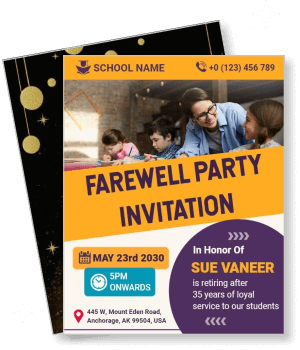 school farewell party invitation card retirement event template