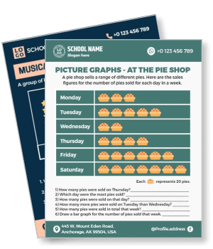 school math worksheet pie chart sales classroom learning resource template