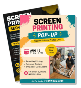 screen printing event flyer custom tshirts pop up august 15 details atlanta template