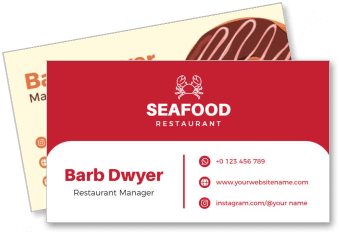 seafood restaurant business card design red theme template