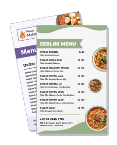 seblak menu brochure indonesia cuisine menu variety dishes pricing template