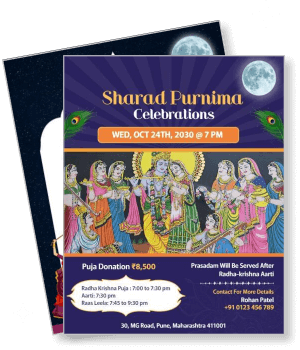 sharad purnima celebrations design with illustration peacock feather moon template