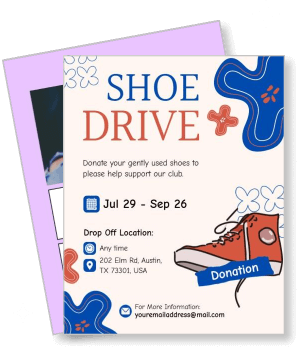 shoe drive donation event red sneaker drop off location details template