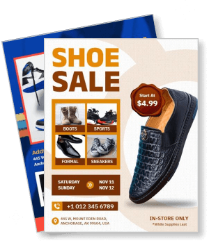 shoe sale with formal and sports footwear discounts template