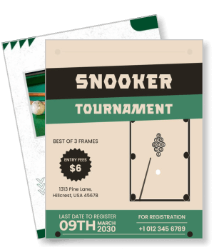 snooker tournament design with registration details template
