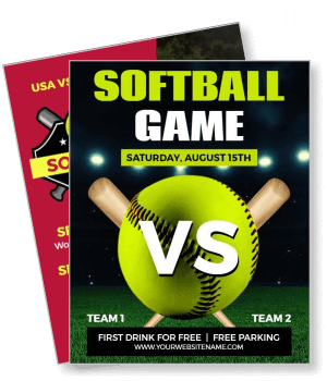 softball game poster with date teams and free offers template