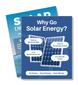 solar energy benefits poster with panels and environmental benefits template