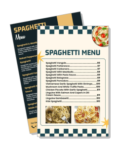 spaghetti restaurant menu design checkered italian theme template