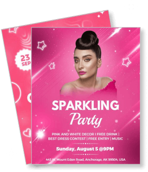 sparkling party pink theme event flyer august anchorage template