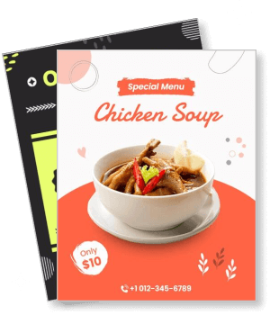 special menu chicken soup promotion with price and contact details template
