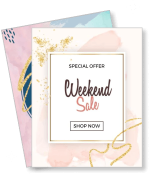 special offer weekend sale template with pastel and gold design