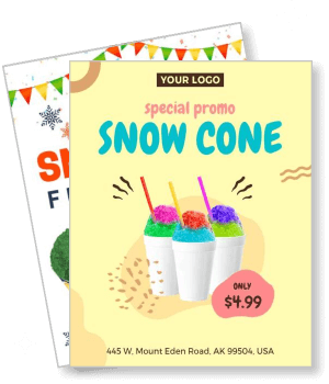 special promo snow cone shop colorful design template