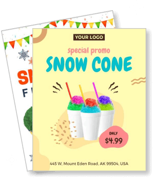 special promo snow cone shop poster colorful design template