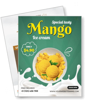 special tasty mango ice cream advertisement free delivery template