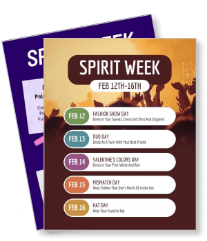 spirit week february event dress up themes template
